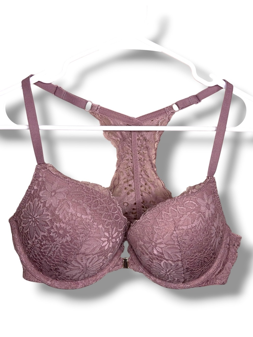 36c Auden Mauve Pink Underwire Push Up Demi Coverage Bra Lined Front Closure